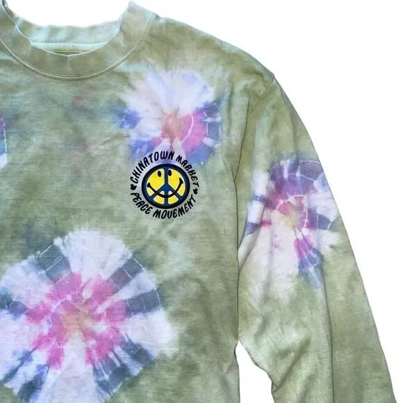 Chinatown Market Tee Smiley Tie Dye Peace Movement Long Sleeve Size Medium - Picture 3 of 5